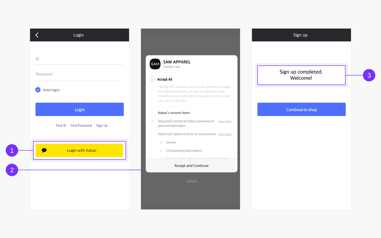 Simple signup process
