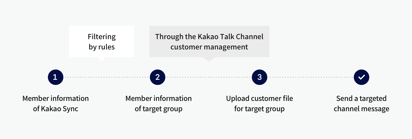 Process of sending a targeted message using Kakao Talk Channel customer management