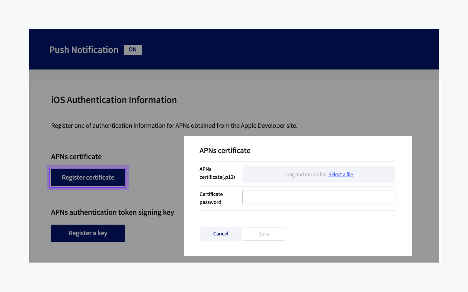 How to register APNs certificate