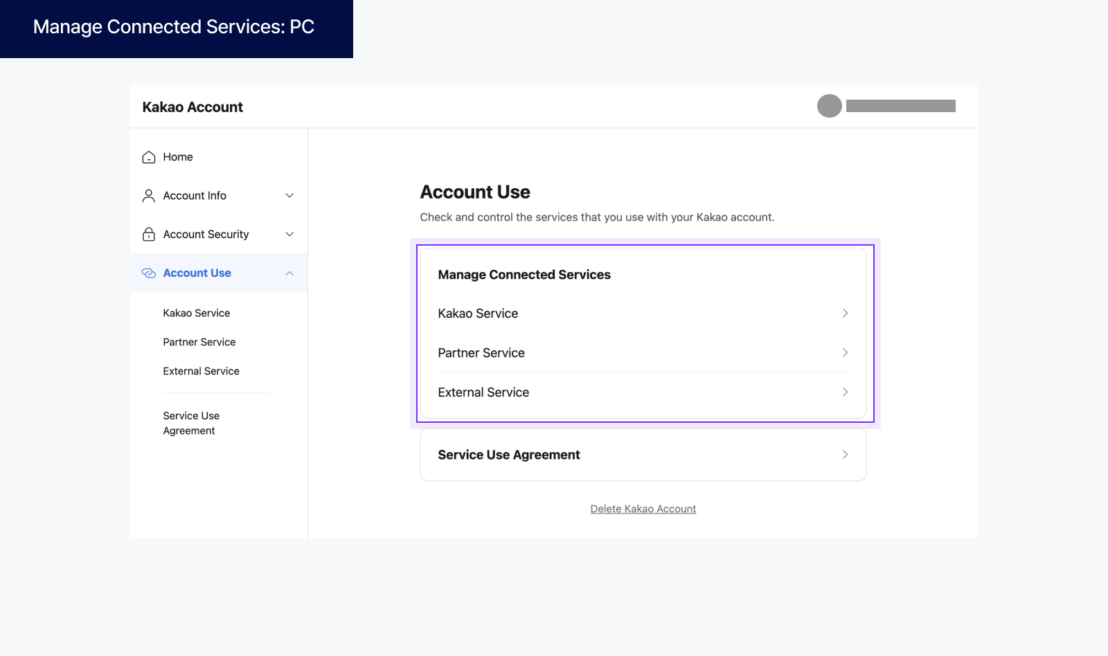 Manage connected services